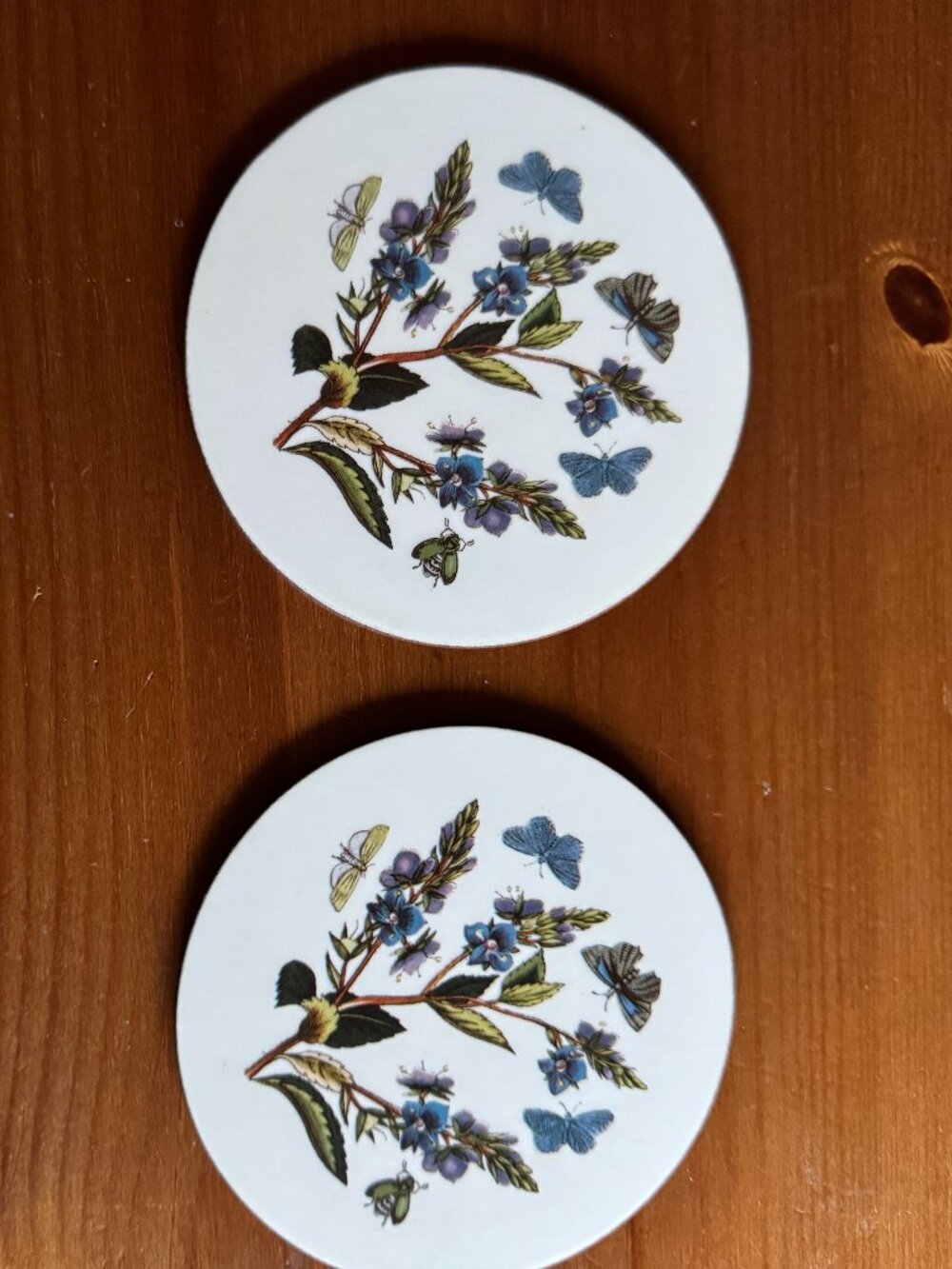 Vintage Portmeirion Botanic Garden Round Coasters Set of 6 with Box - Cork Base - Picture 4 of 11